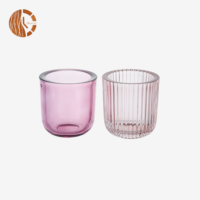 Pastel Pink Glass Candle Holders